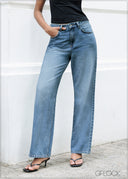 Mid Blue Straight Leg Jean - Long Length - 241026