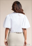 Puff Sleeve Cutwork Top - 110526