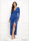 Long Sleeved Pleated Detailed Maxi Dress - 290923