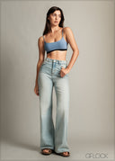 Light Wash Wide Leg Jean - Long Length - 150726