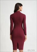 High Neck Cut-Out Detail Midi Dress - 270426