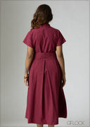 V-Neck Midi Dress - 201026