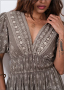 V-Neck Printed Dress - 280826