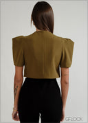 Puff Sleeved V-Neck Top - 070926
