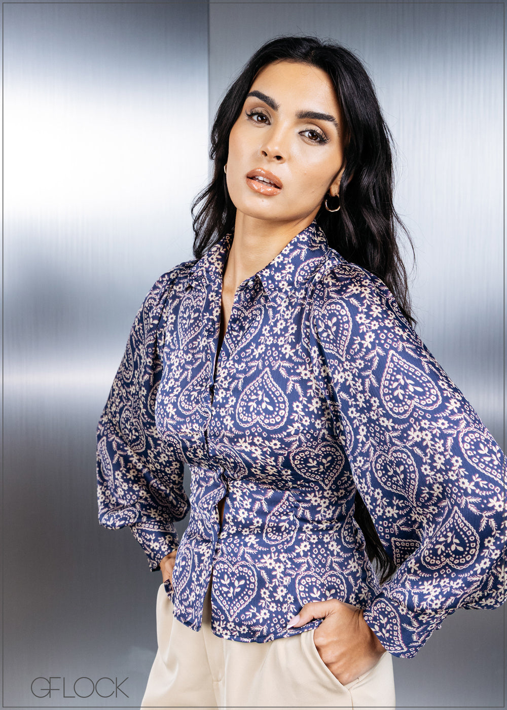 Collared Puff Sleeved Top - 221225