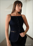 Sleeveless Button Denim Top - 141225