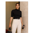 High Neck Short Sleeve Knit Top - Black