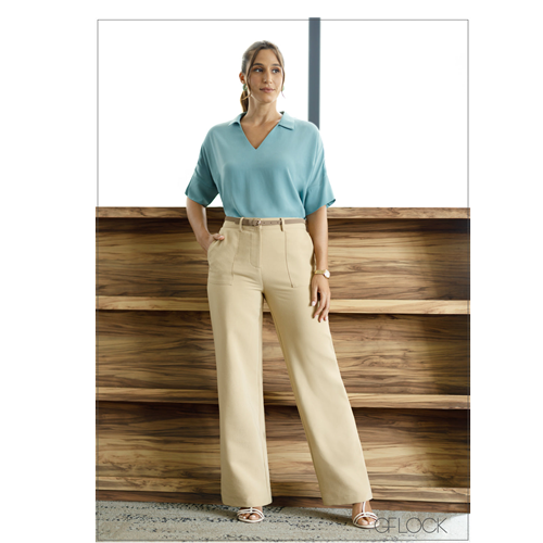 Straight Leg Pant With Seam / YELLOW