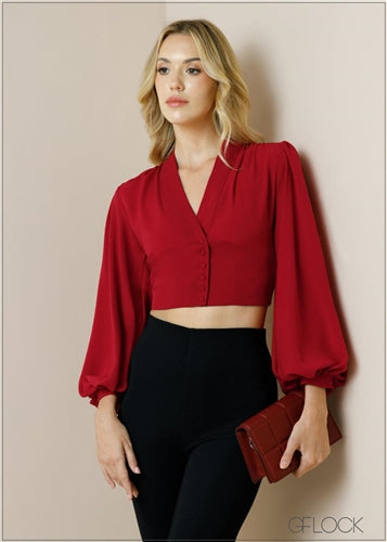 Balloon Sleeve Bustier Top - 091223 - GFLOCK.LK