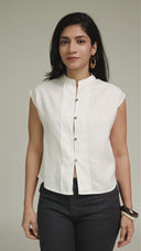 Button Down Linen Top - 271026