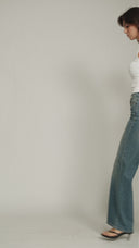 Mid Wash Wide Leg Jean - Long Length - 150726