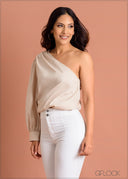 One Shoulder Puff Sleeve Top - 220523