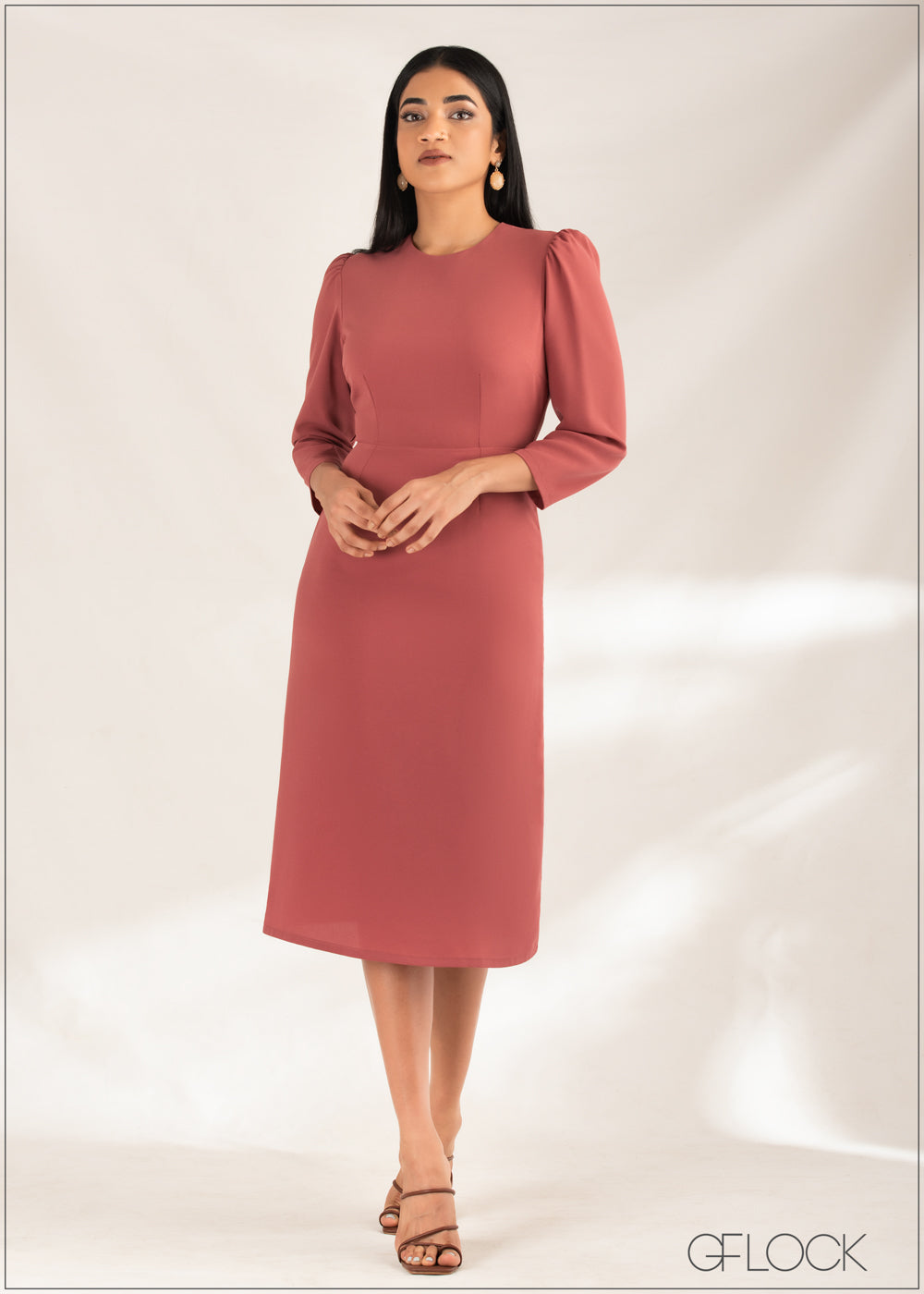 Puff Sleeved Midi Dress - 0509