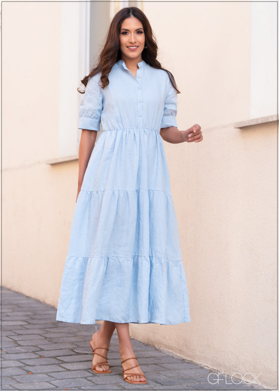 Tiered Linen Maxi Dress - 1901