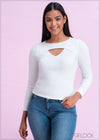 Cutout Detail Ribbed Top - Casual 0511