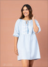 Embroidered Linen Dress - 121222