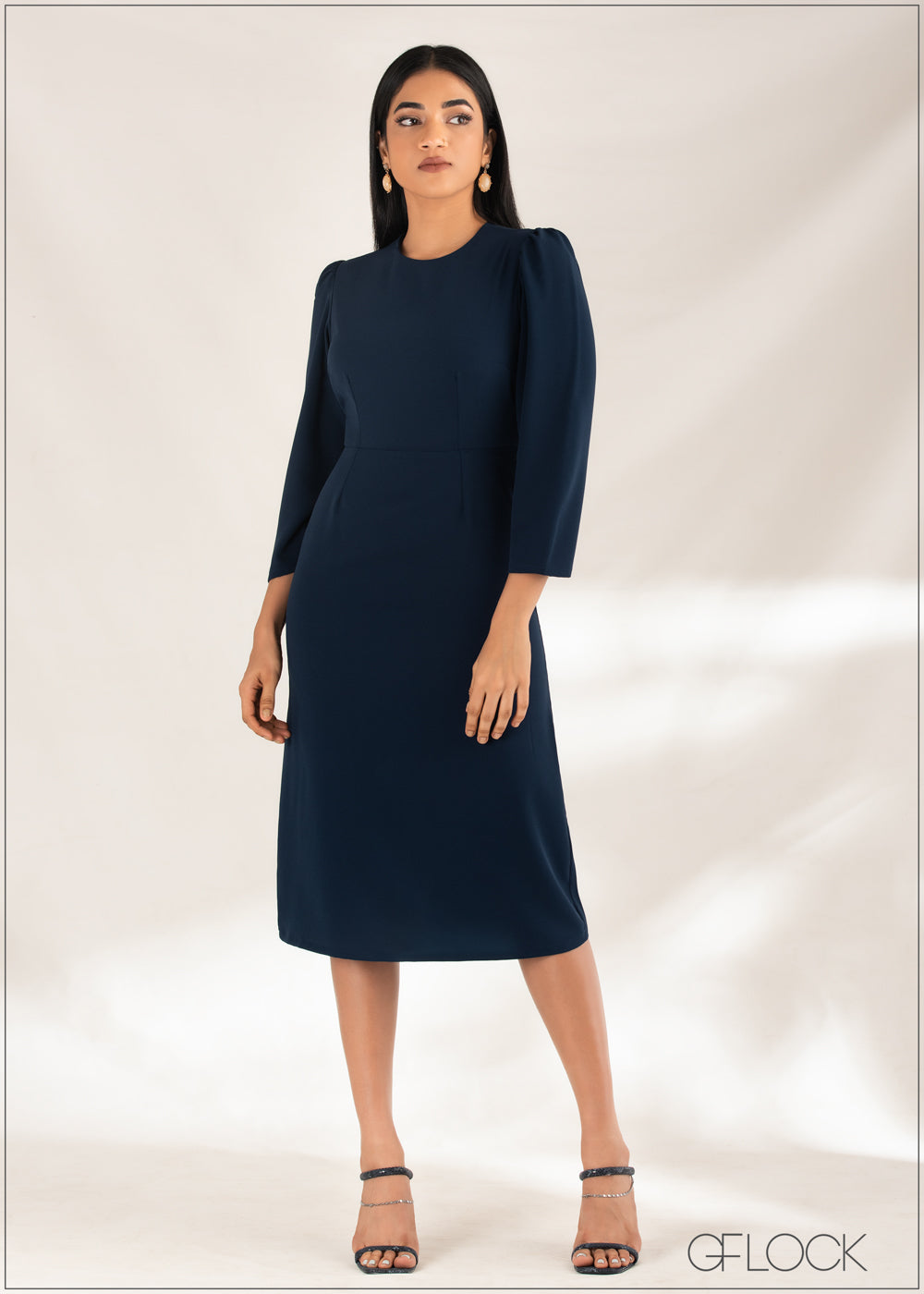 Puff Sleeved Midi Dress - 0509