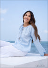 Lace Insert Linen Top - 080423