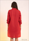 Paneled Linen Dress - 210123