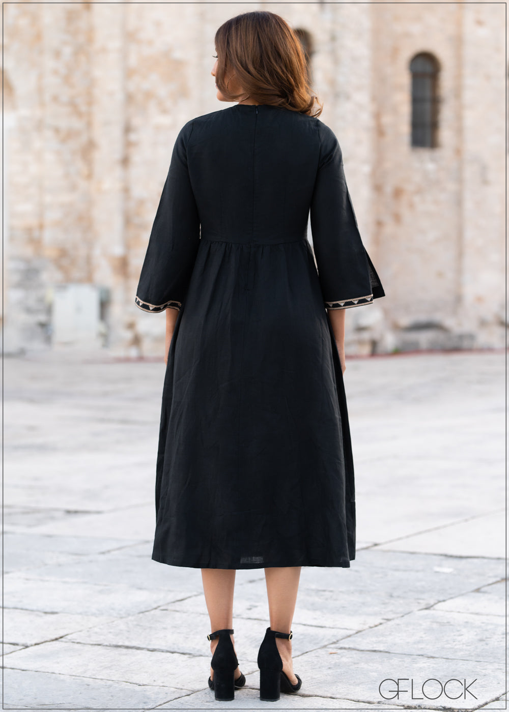 Embroidered Linen Maxi Dress - 0808