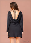 Back Cowl Tie Up Mini Dress - 071222