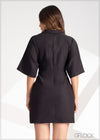 Mock Wrap Tie Up Mini Dress - 230323