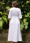 Puff Sleeve Linen Wrap Dress - 0207