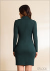 Mock Neck Cut Out Bodycon Dress - 030423