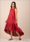 Ruffle Hem Linen Dress - 210123