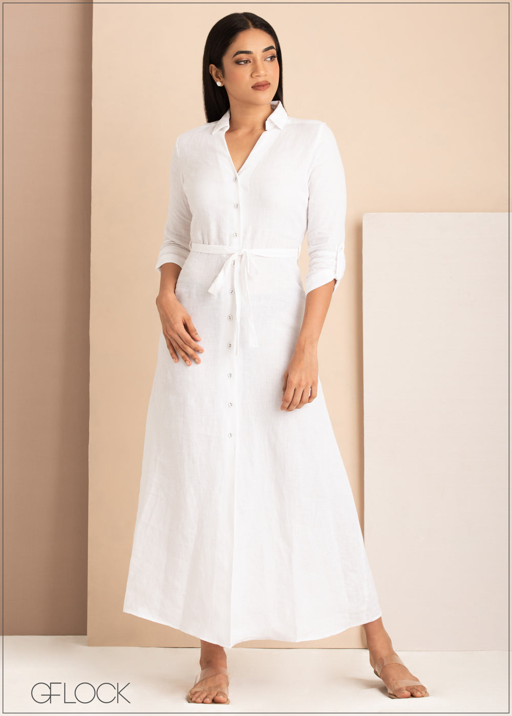 Linen Shirt Dress - 0108