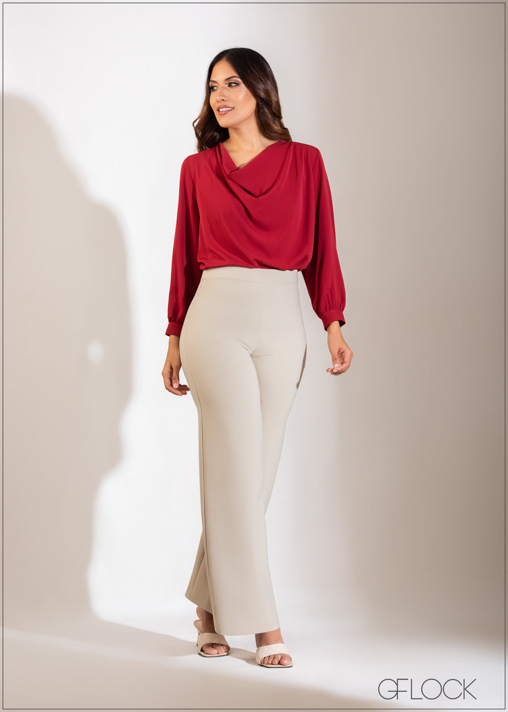 Long Sleeve Cowl Neck Top - 200223