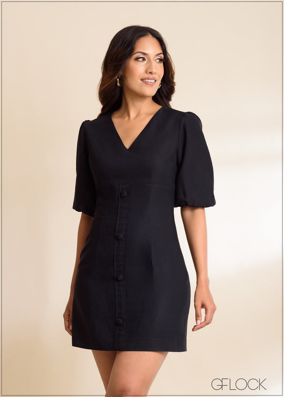 Puff Sleeve Mini Dress - 030423