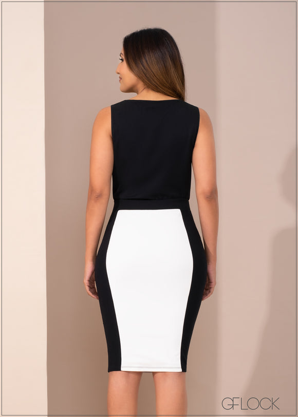 Color Block Pencil Skirt - 270123