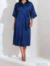 Batwing Sleeved Satin Dress - 101022