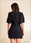 Puff Sleeve Mini Dress - 030423