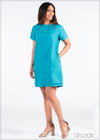 Short Sleeve Shift Dress - 384