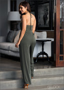 Pleated Tie Up Neck Jumpsuit - EWC1221