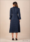 Split Sleeve Collared Linen Dress - 220223