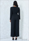 Flared Leg V-Neck Jumpsuit - 2507