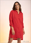 Paneled Linen Dress - 210123