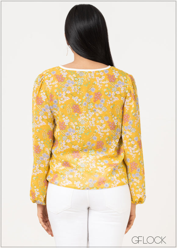 Long Sleeve Floral Top - 031022