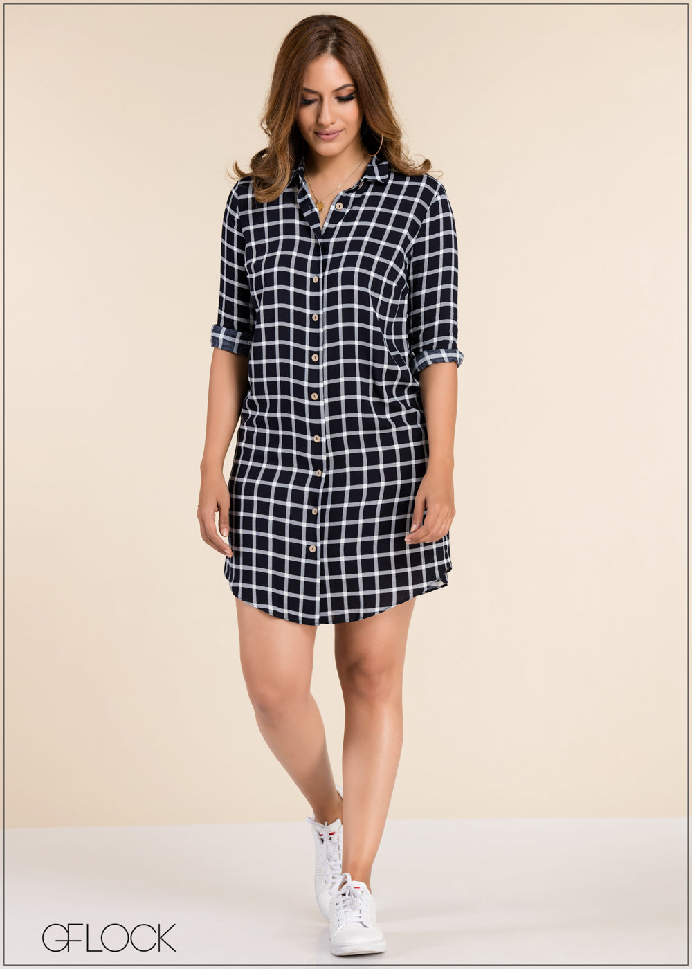 Checked Shirt Dress - GFLOCK.LK