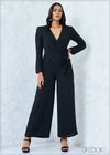 Flared Leg V-Neck Jumpsuit - 2507