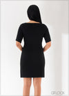 3/4 Sleeve Basic Dress - 2305