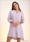 Paneled Linen Dress - 210123