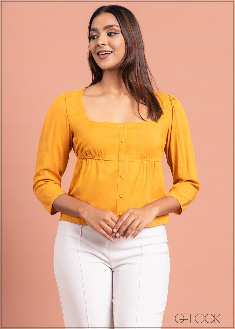 Square Neck Empire Waist Top - 1803