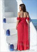 Shirred Off Shoulder Dress - COC1221