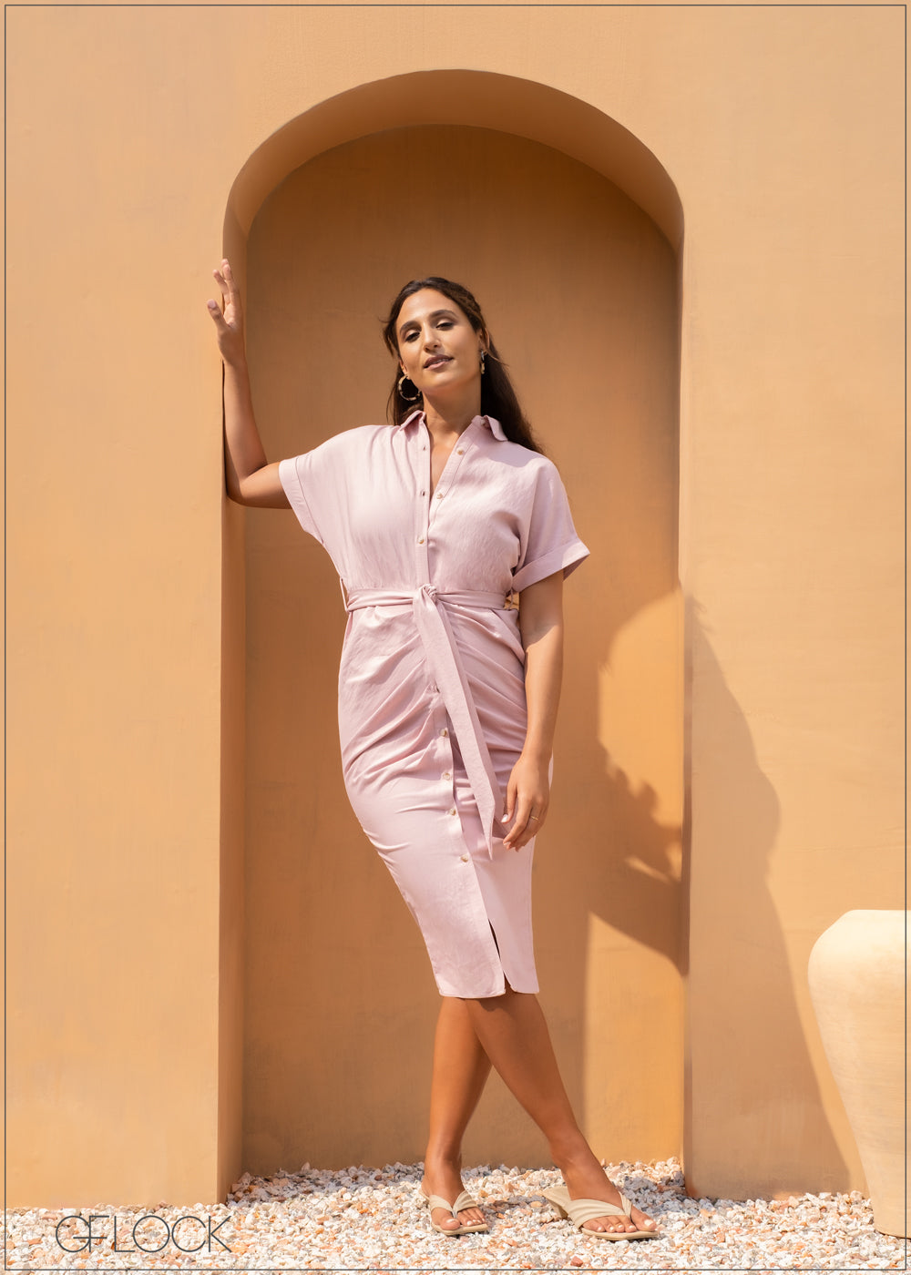 Draped Shirt Dress - 170223