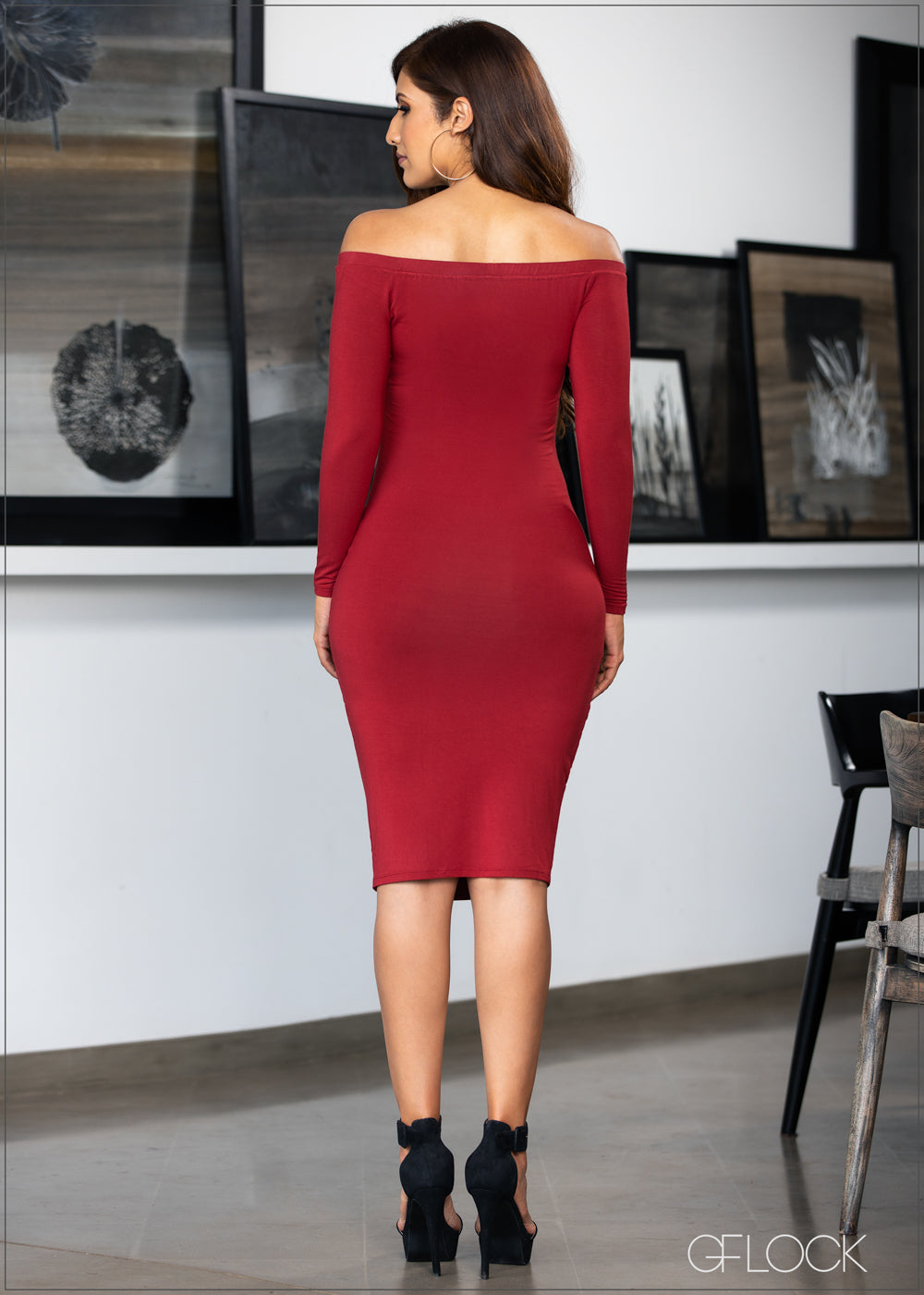 Off The Shoulder Midi Dress - EWC1221