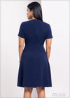 A Line Short Sleeve Midi Dress - 0705